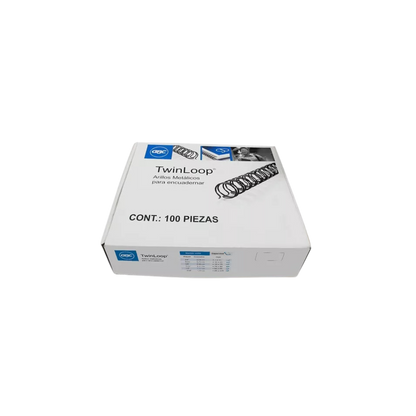 GUSANO DE ARILLO METÁLICO COLOR NEGRO GBC DE 7/16 PULGADA PARA 76 A 85 HOJAS PAQUETE CON 100 PIEZAS M500144