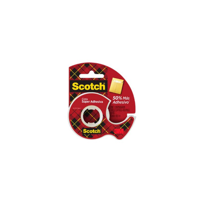 CINTA SUPER ADHESIVA TRANSPARENTE MARCA SCOTCH CON DISPENSADOR MEDIDA  19MM X 16.5M 1 PIEZA 70007064168S