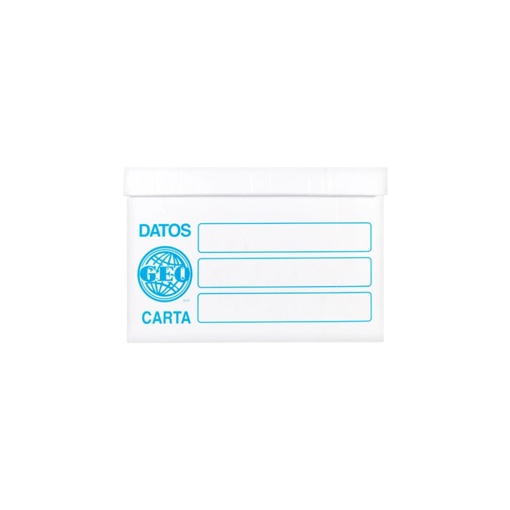 CAJA DE PLÁSTICO BLANCO PARA ARCHIVO TAMAÑO CARTA CON TAPA MARCA GEO 1 PIEZA 1000012