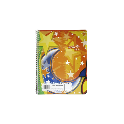 CUADERNO FORMA FRANCESA DE RAYA MARCA ESTRELLA 100 HOJAS ESPIRAL SENCILLO 1 PIEZA 0178