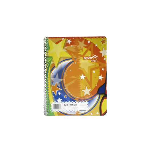 CUADERNO FORMA FRANCESA DE RAYA MARCA ESTRELLA 100 HOJAS ESPIRAL SENCILLO 1 PIEZA 0178