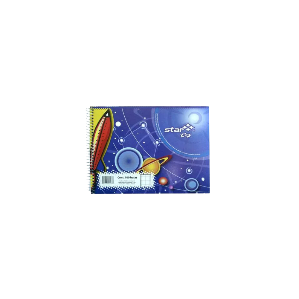 CUADERNO FORMA ITALIANA MARCA ESTRELLA CUADRO GRANDE 100 HOJAS ESPIRAL SENCILLO METÁLICO 168