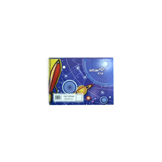 CUADERNO FORMA ITALIANA MARCA ESTRELLA CUADRO GRANDE 100 HOJAS ESPIRAL SENCILLO METÁLICO 168