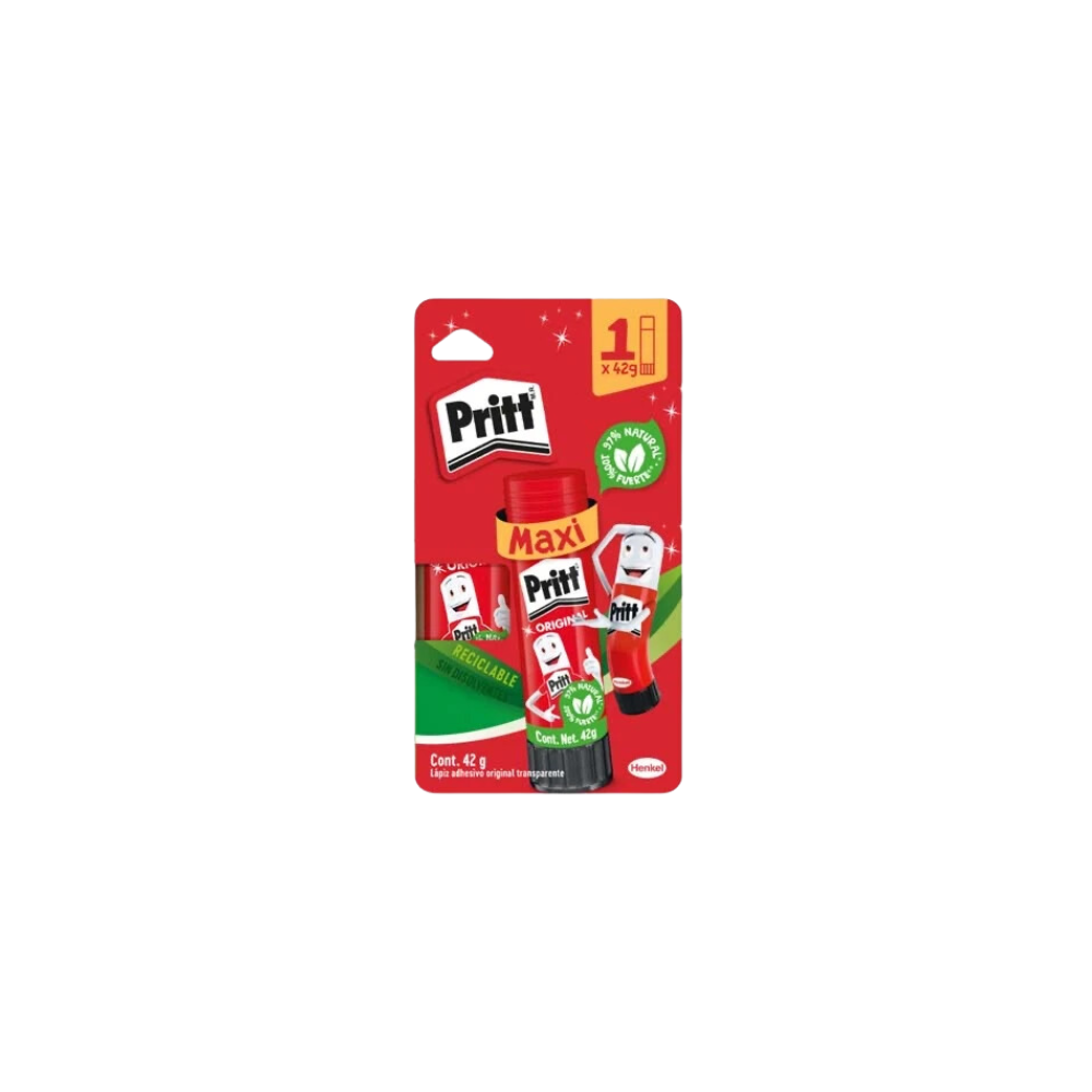 LÁPIZ ADHESIVO TRANSPARENTE PRITT BARRA DE 42GR 1 PIEZA 2780667