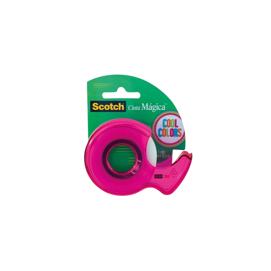 CINTA ADHESIVA MÁGICA CON DESPACHADOR DE COLORES MARCA SCOTCH MEDIDAS 19MM X 16.5M 1 PIEZA 70007062535