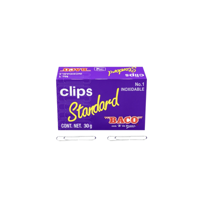 CLIP ESTÁNDAR NÚMERO 1 BACO CAJA CON 100 CLIPS PTCLA0019