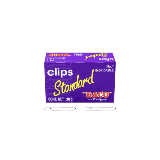 CLIP ESTÁNDAR NÚMERO 1 BACO CAJA CON 100 CLIPS PTCLA0019