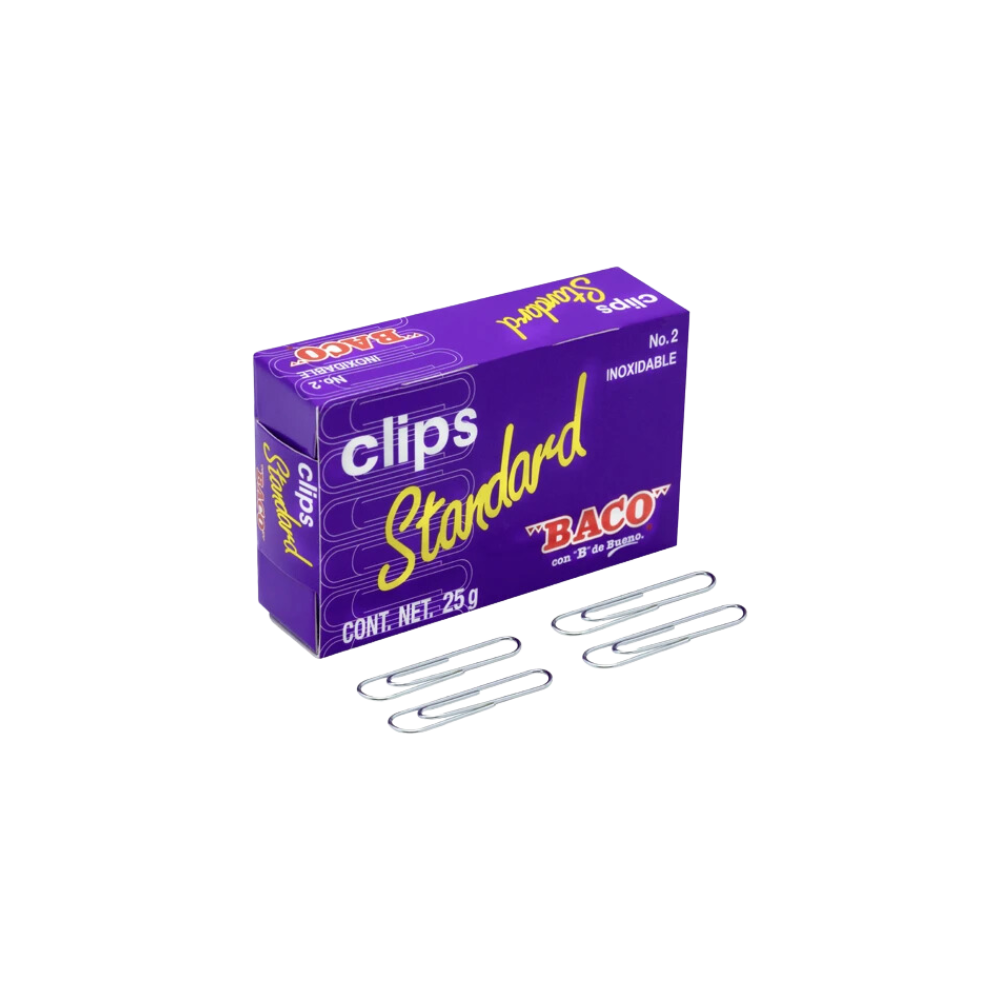 CLIP ESTÁNDAR NÚMERO 2 BACO CAJA CON 100 CLIPS PTCLA0020