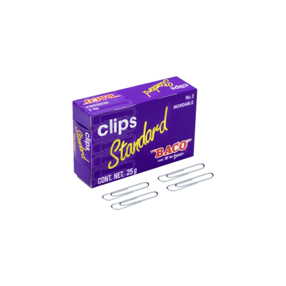 CLIP ESTÁNDAR NÚMERO 2 BACO CAJA CON 100 CLIPS PTCLA0020