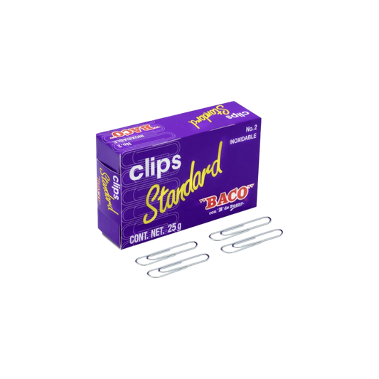 CLIP ESTÁNDAR NÚMERO 2 BACO CAJA CON 100 CLIPS PTCLA0020