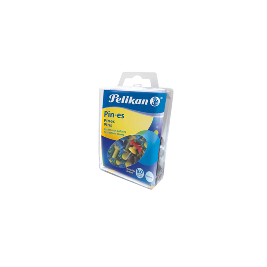 PIN PELIKAN CON CABEZA PLÁSTICA DE COLORES CON PUNTA DE METAL BLISTER CON 100 PIEZAS 1210000