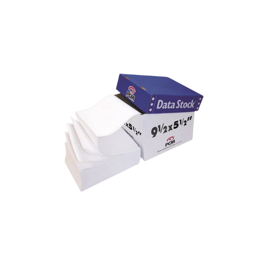 PAPEL STOCK BLANCO PCM DATA STOCK 9.5x5.5 PULGADAS CAJA CON 2 TANTOS DE 3000 HOJAS DS00223000B