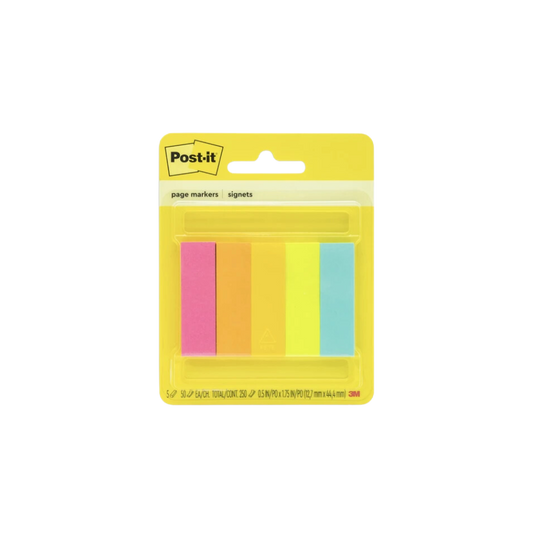 SEÑALADORES DE PAPEL POST-IT COLORES NEÓN 5 COLORES MEDIDAS 12.7X44.4MM PAQUETE CON 250 SEÑALADORES MT900179409