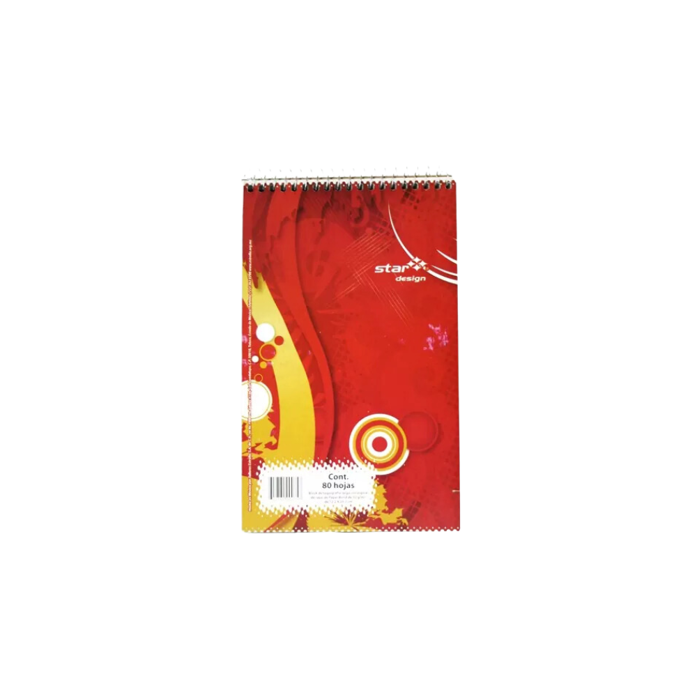 CUADERNO TAQUIGRAFÍA LARGO RAYA MARCA ESTRELLA 80 HOJAS ESPIRAL SENCILLO EN LA PARTE SUPERIOR 0035