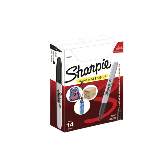 MARCADORES SHARPIE PERMANENTE COLOR NEGRO PUNTA FINA PAQUETE CON 12 PIEZAS 2102504