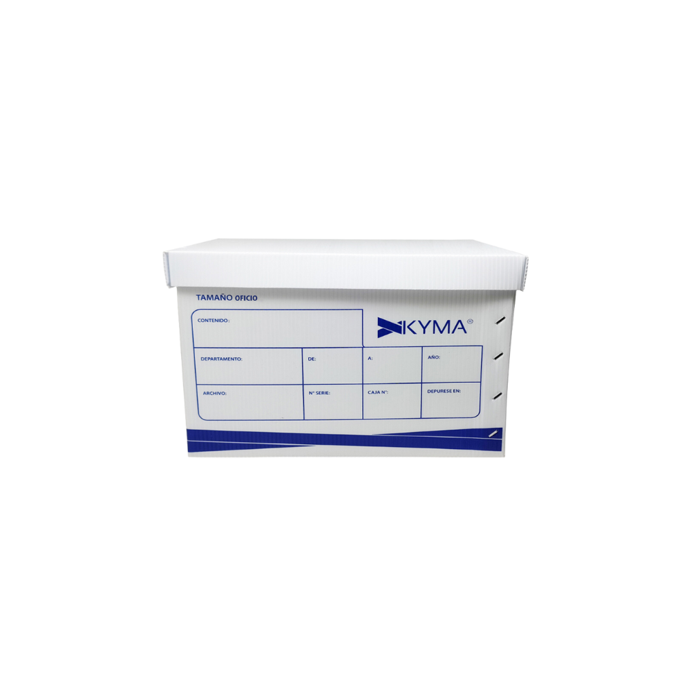 CAJA DE PLÁSTICO BLANCO PARA ARCHIVO KYMA CON TAPA TAMAÑO OFICIO 1 PIEZA CJKY-PL-OF