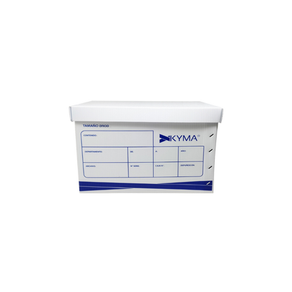 CAJA DE PLÁSTICO BLANCO PARA ARCHIVO KYMA CON TAPA TAMAÑO OFICIO 1 PIEZA CJKY-PL-OF