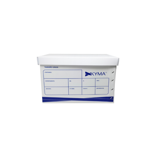 CAJA DE PLÁSTICO BLANCO PARA ARCHIVO KYMA CON TAPA TAMAÑO OFICIO 1 PIEZA CJKY-PL-OF