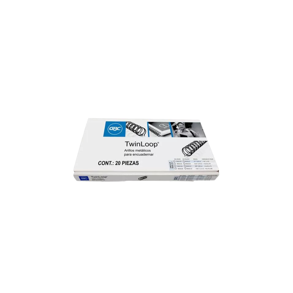 GUSANO DE ARILLO METÁLICO GBC COLOR NEGRO PARA 76 A 85 HOJAS 1 PAQUETE CON 20 PIEZAS M500109