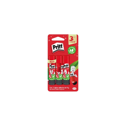 LÁPIZ ADHESIVO TRANSPARENTE PRITT BARRA 11GR PAQUETE CON 3 PIEZAS 2780668
