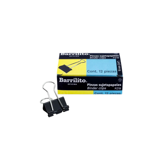 SUJETADOCUMENTOS CHICO BARRILITO CAPACIDAD DE HASTA 60 HOJAS CAJA CON 12 PIEZAS PZ19