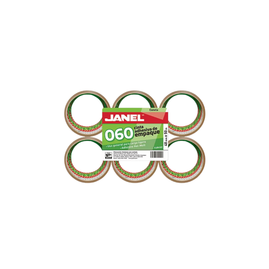 CINTA ADHESIVA COLOR CANELA DE EMPAQUE MARCA JANEL MEDIDAS 48MM X 50M BLISTER CON 6 PIEZAS 664850700