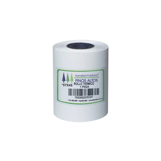ROLLO PARA MINIPRINTER TÉRMICO PINOS ALTOS BLANCO 57 MM X 45 MTS CAJA CON 200 ROLLOS RT5745