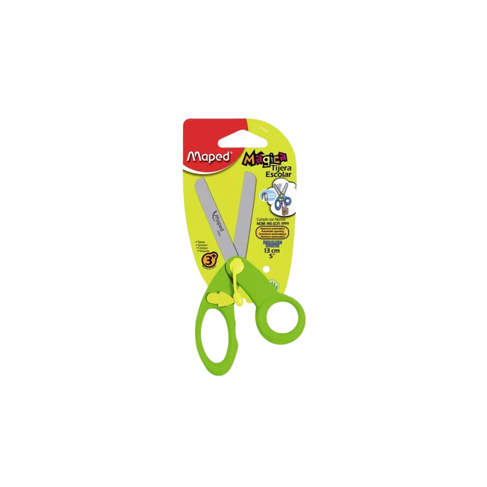 TIJERA ESCOLAR MARCA MAPED MEDIDA 13CM PUNTA ROMA CUCHILLAS DE ACERO Y MANGO DE PLÁSTICO 1 PIEZA 3154143792302