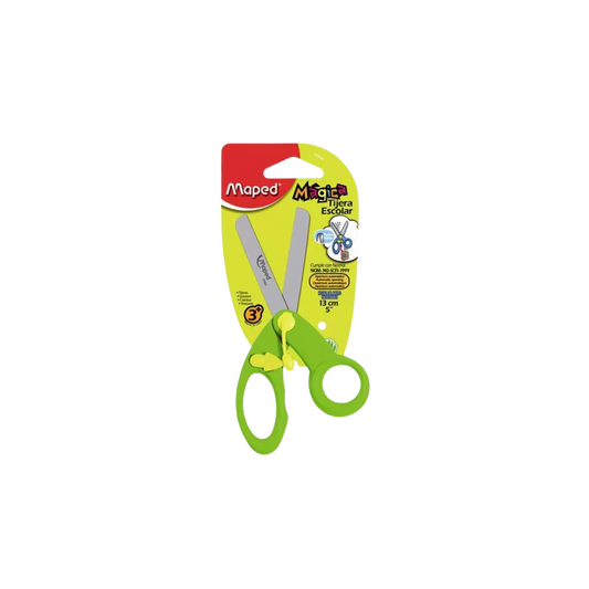 TIJERA ESCOLAR MARCA MAPED MEDIDA 13CM PUNTA ROMA CUCHILLAS DE ACERO Y MANGO DE PLÁSTICO 1 PIEZA 3154143792302
