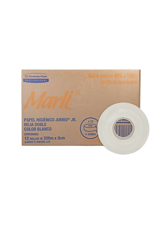 PAPEL HIGIÉNICO JR MARLI BLANCO DOBLE 200 M X 9 CM 12 PIEZAS CÓDIGO: 90509