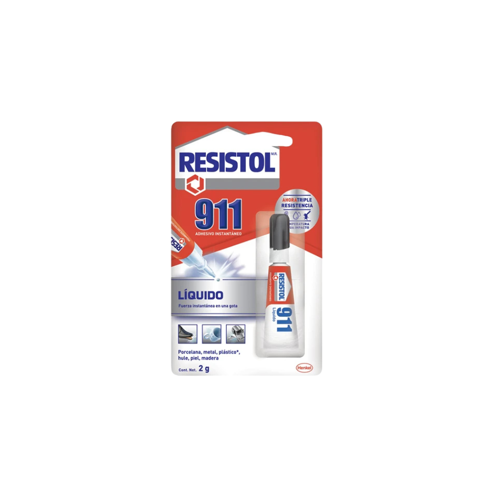 PEGAMENTO INSTANTÁNEO HENKEL RESISTOL 911 COLOR TRANSPARENTE 2 GR 2445405