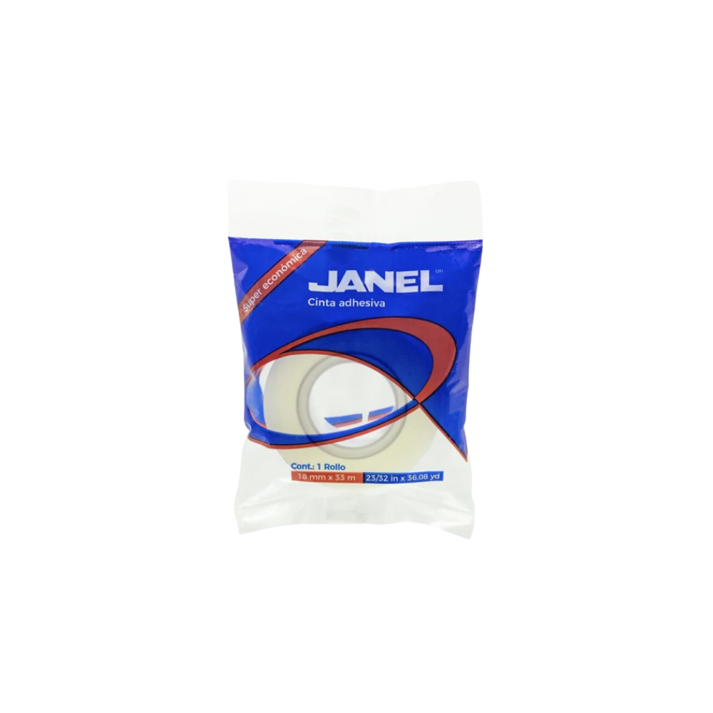 CINTA ADHESIVA CORTE FÁCIL JANEL 255 TRANSPARENTE DE 18 MM X 33 M 1 PZA