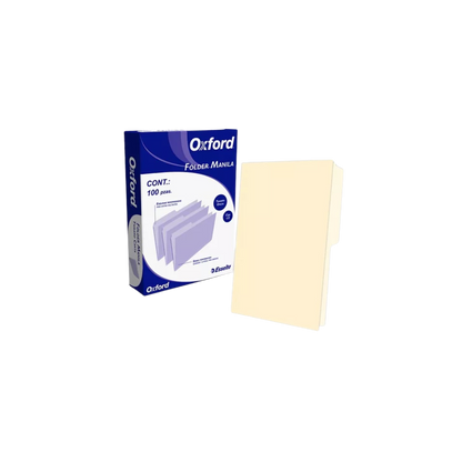 FOLDER OXFORD M758CRE TAMAÑO OFICIO 1 PAQUETE CON 100 PIEZAS COLOR CREMA M758 1/2