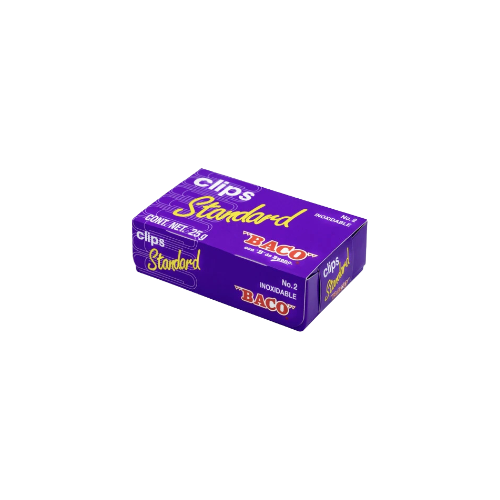 CLIP ESTÁNDAR NÚMERO 2 BACO CAJA CON 100 CLIPS PTCLA0020