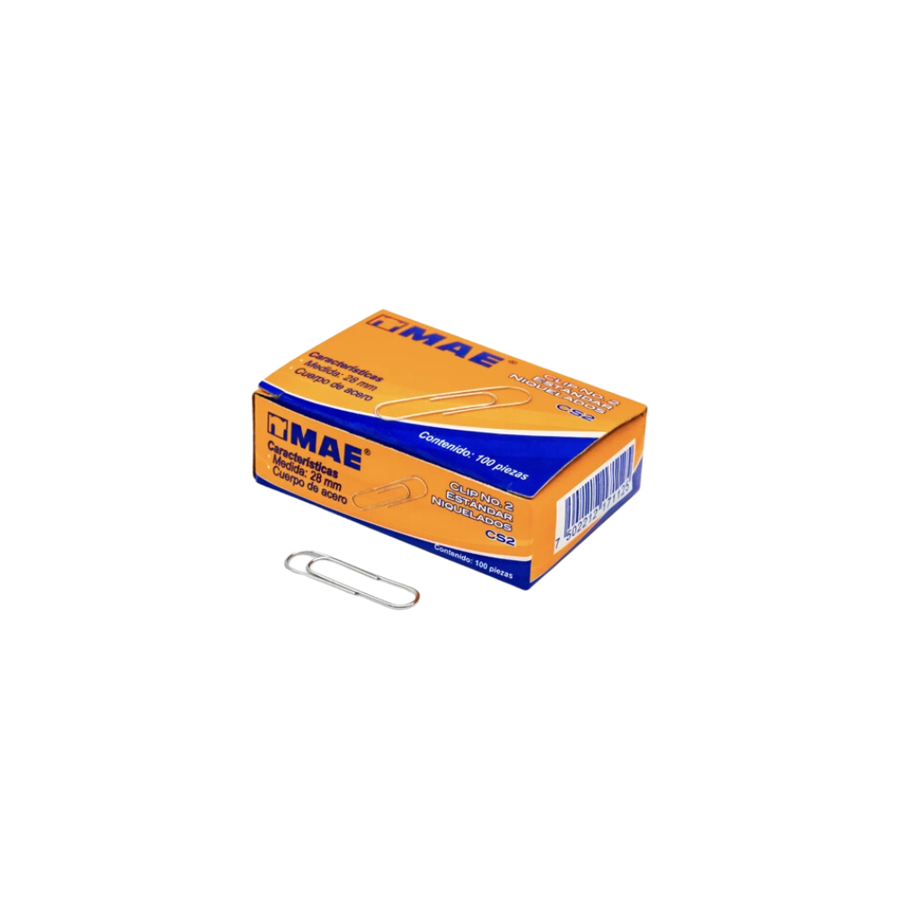 CLIP ESTÁNDAR NÚMERO 2 MAE CAJA CON 100 CLIPS CS2