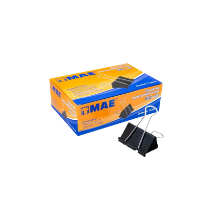 SUJETADOCUMENTOS GRANDE MAE CAPACIDAD DE HASTA 110 HOJAS CAJA CON 12 PIEZAS BC-51