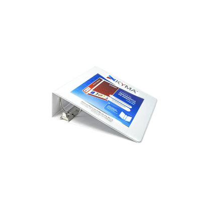 CARPETA DE VINIL PANORÁMICA BLANCA 3 PULGADAS KYMA ARILLO EN O TAMAÑO CARTA PARA 625 HOJAS CPKCBHO-300BCO