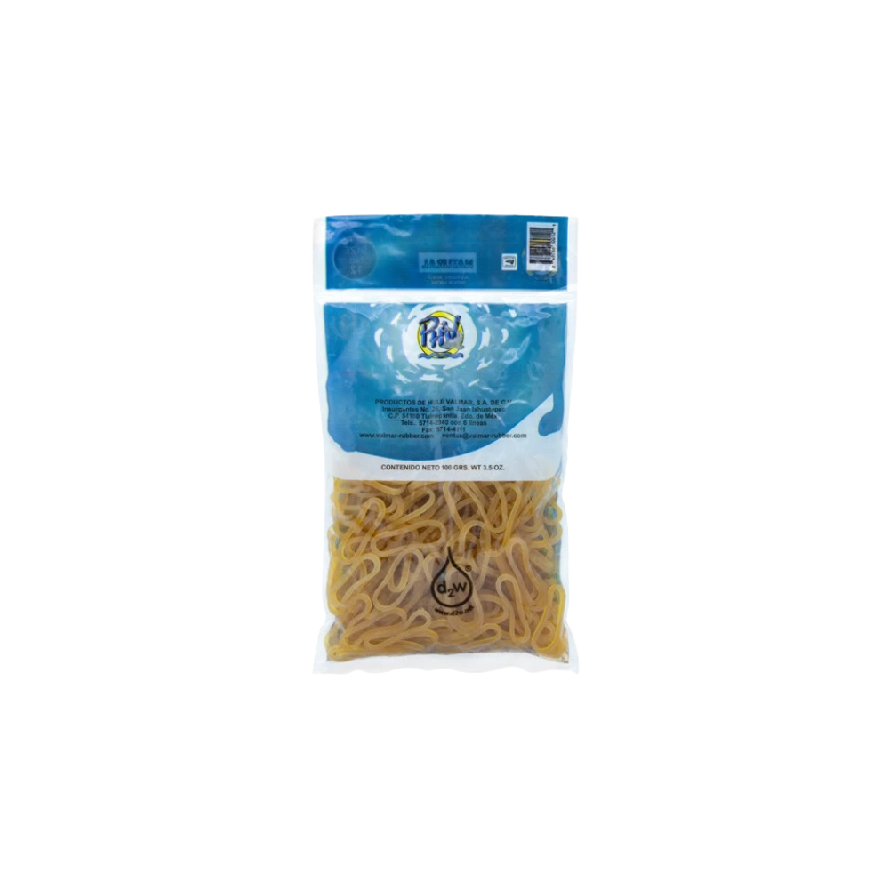 LIGA DE HULE NATURAL VALMAR NO.12 COLOR BEIGE BOLSA CON 100GR 10012