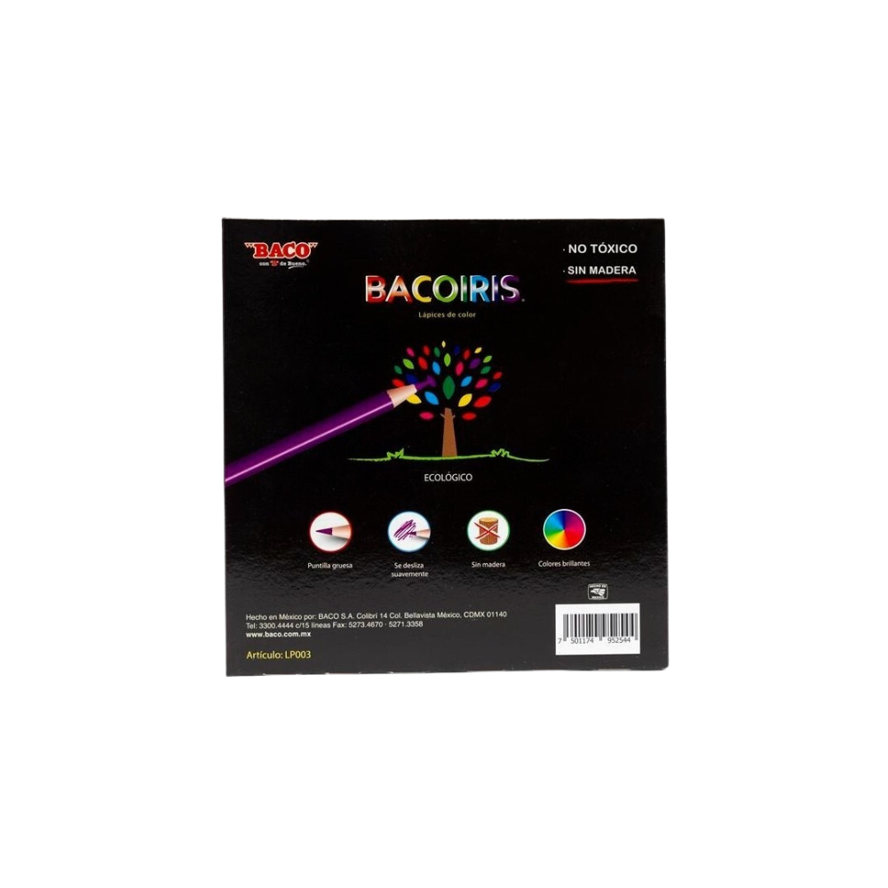 COLORES SURTIDOS BACO CUERPO DE RESINA CAJA CON 24 COLORES  LP003