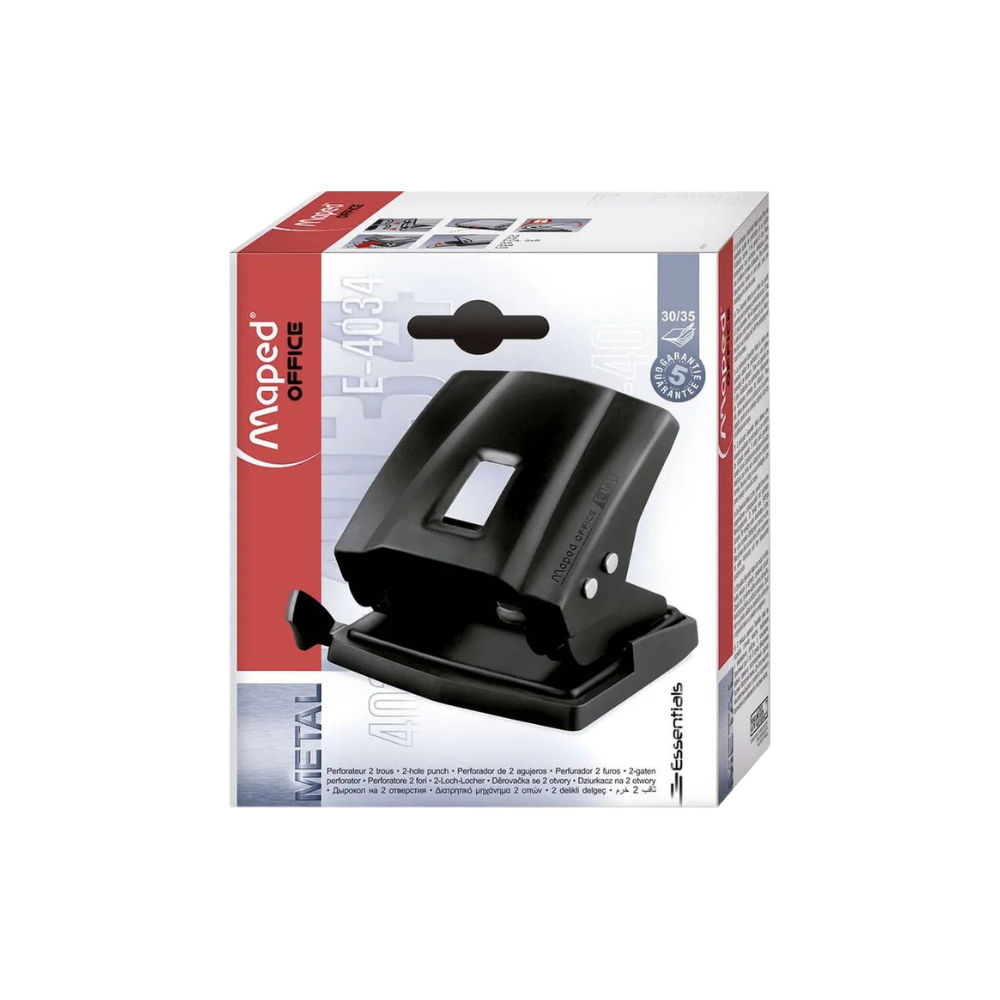 PERFORADORA METAL NEGRO 2 ORIFICIOS PARA 35 HOJAS MAPED