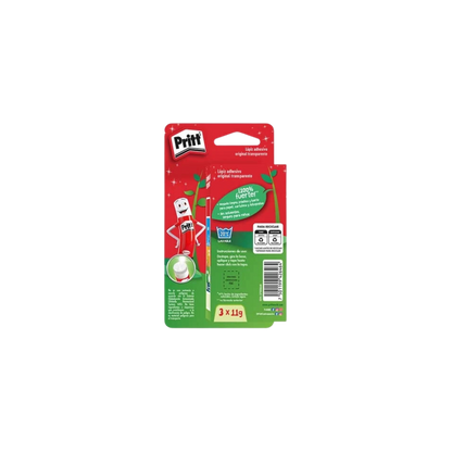 LÁPIZ ADHESIVO TRANSPARENTE PRITT BARRA 11GR PAQUETE CON 3 PIEZAS 2780668