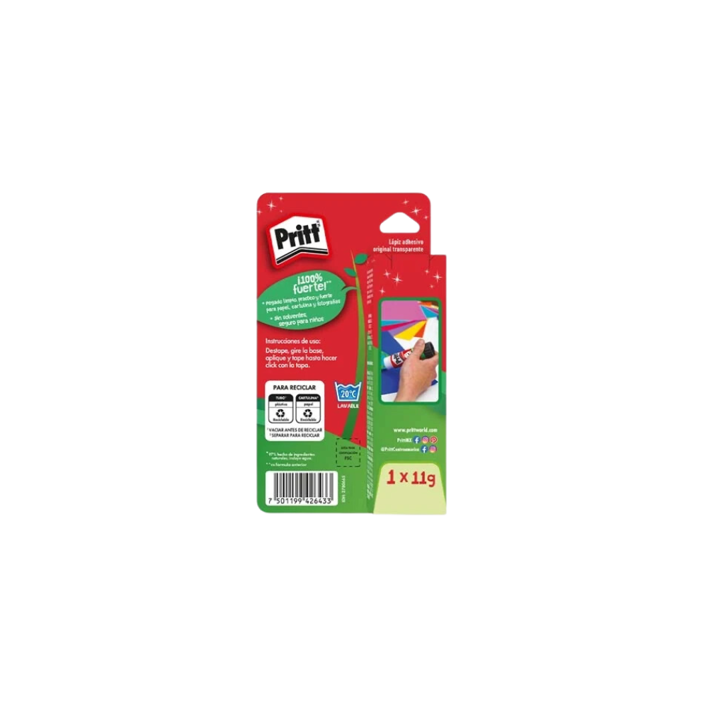 LÁPIZ ADHESIVO TRANSPARENTE PRITT 11GR 1 PIEZA 2780665