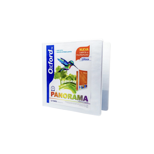 CARPETA DE CARTÓN PANORÁMICA BLANCA 2 PULGADAS OXFORD ARILLO EN O PARA 475 HOJAS TAMAÑO CARTA PP02004