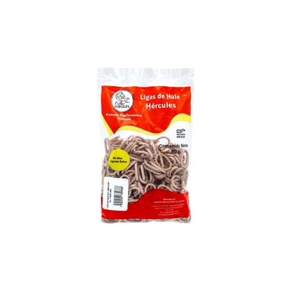 LIGAS DE HULE NATURAL HÉRCULES NO.10 COLOR BEIGE BOLSA CON 80GR 750222073033-8