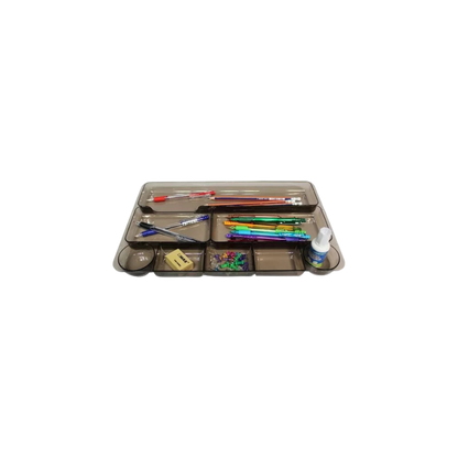 ORGANIZADOR DE ESCRITORIO RECTANGULAR HUMO POLIESTIRENO MAE VARIAS DIVISIONES 22.8 X 35.5 X 2.2 CM M-977.5