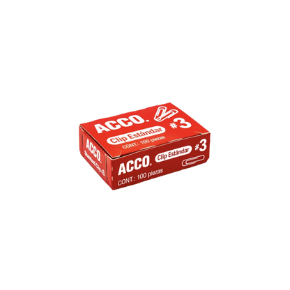 CLIP ESTÁNDAR NÚMERO 3 ACCO CAJA CON 100 CLIPS P1670