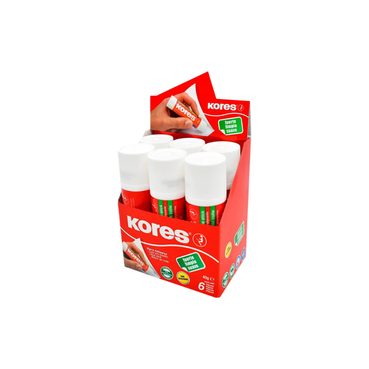 LÁPIZ ADHESIVO BLANCO KORES 40GR PAQUETE CON 6 PIEZAS 12402