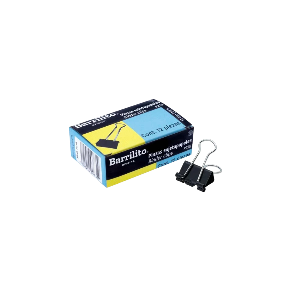 SUJETADOCUMENTOS CHICO BARRILITO CAPACIDAD DE HASTA 60 HOJAS CAJA CON 12 PIEZAS PZ19