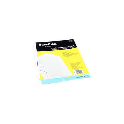 PROTECTOR DE HOJAS BARRILITO TAMAÑO CARTA TRANSPARENTE MÚLTIPLES PERFORACIONES PAQUETE CON 100 PIEZAS PHL100