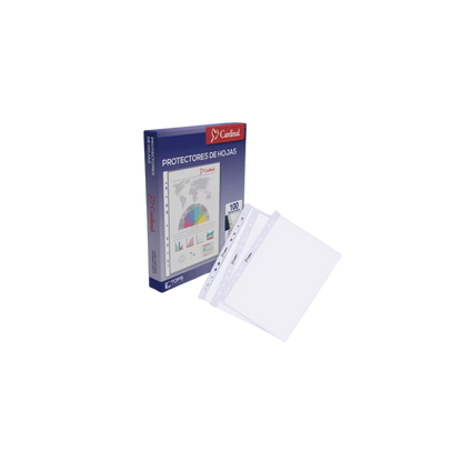 PROTECTOR DE HOJAS CARDINAL TRANSPARENTE ANTIREFLEJANTE TAMAÑO CARTA MÚLTIPLES PERFONACIONES PAQUETE CON 100 PIEZAS 64003